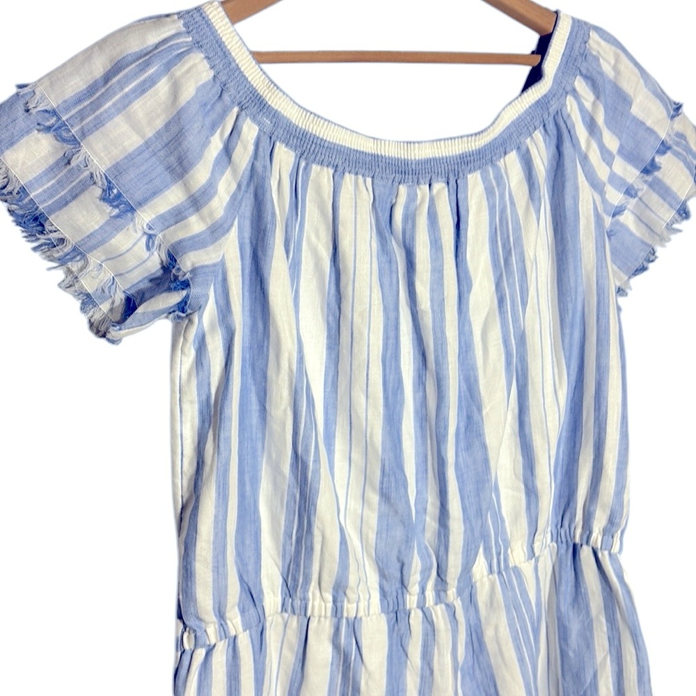 Vineyard Vines Blue and White Striped Off-Shoulder Romper - Picture 15 of 16